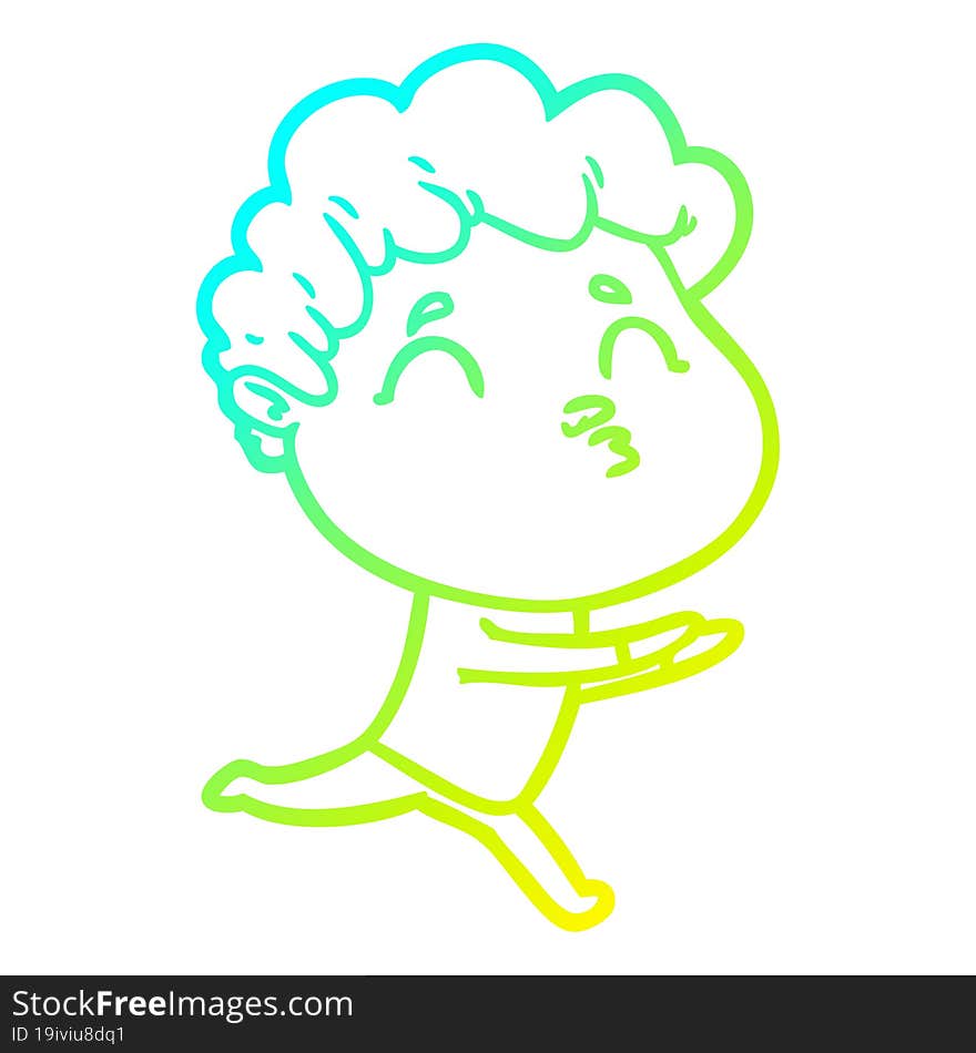 cold gradient line drawing cartoon man pouting