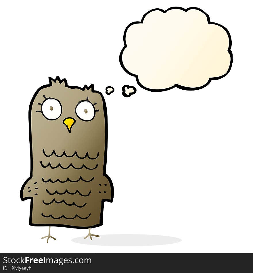 cartoon owl with thought bubble