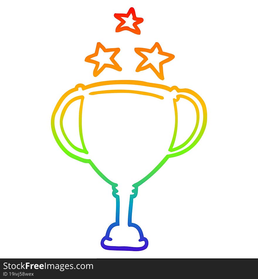 rainbow gradient line drawing cartoon sports trophy