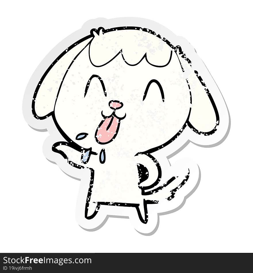 distressed sticker of a cute cartoon dog