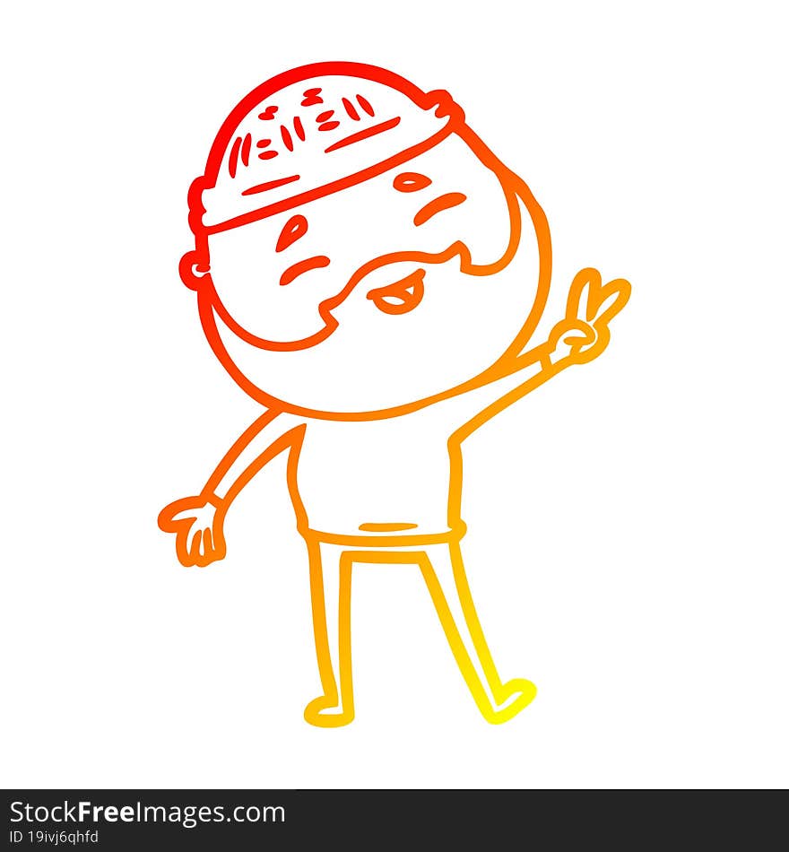 warm gradient line drawing cartoon happy bearded man