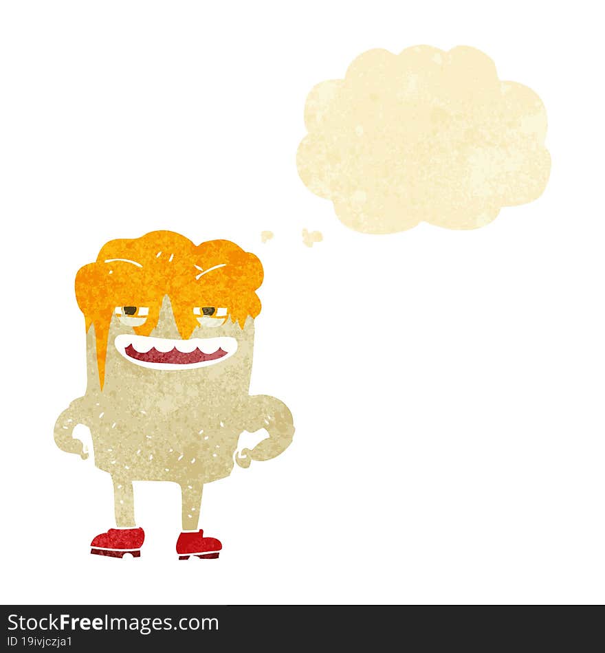 cartoon happy tooth with thought bubble