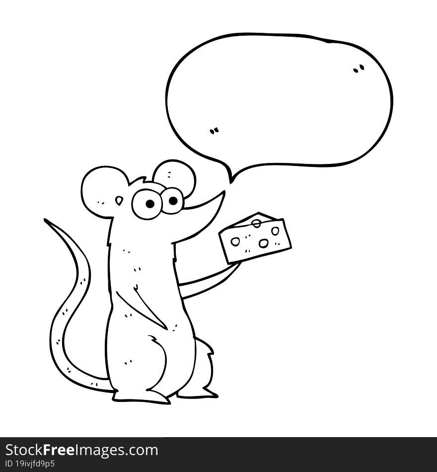 Speech Bubble Cartoon Mouse With Cheese