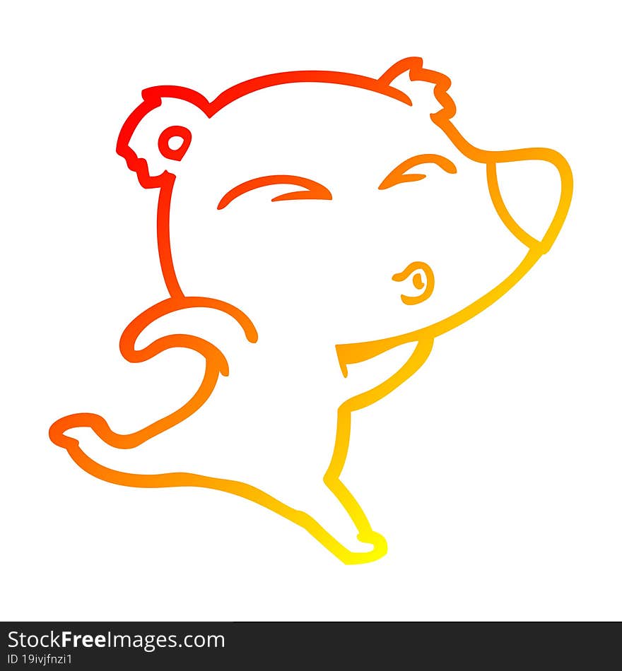 warm gradient line drawing cartoon whistling polar bear