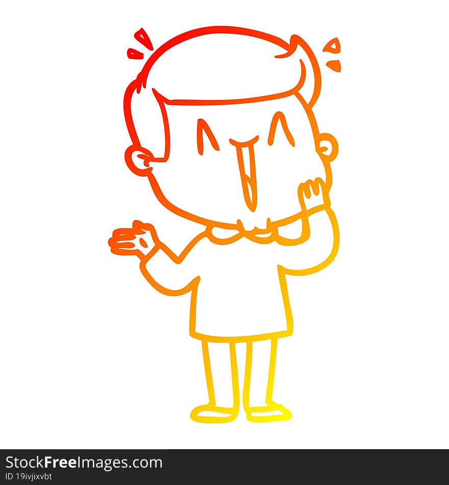 warm gradient line drawing cartoon excited man