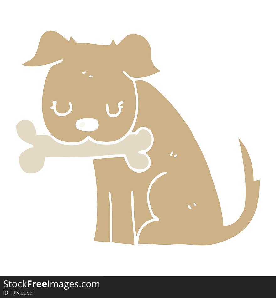 Flat Color Style Cartoon Dog