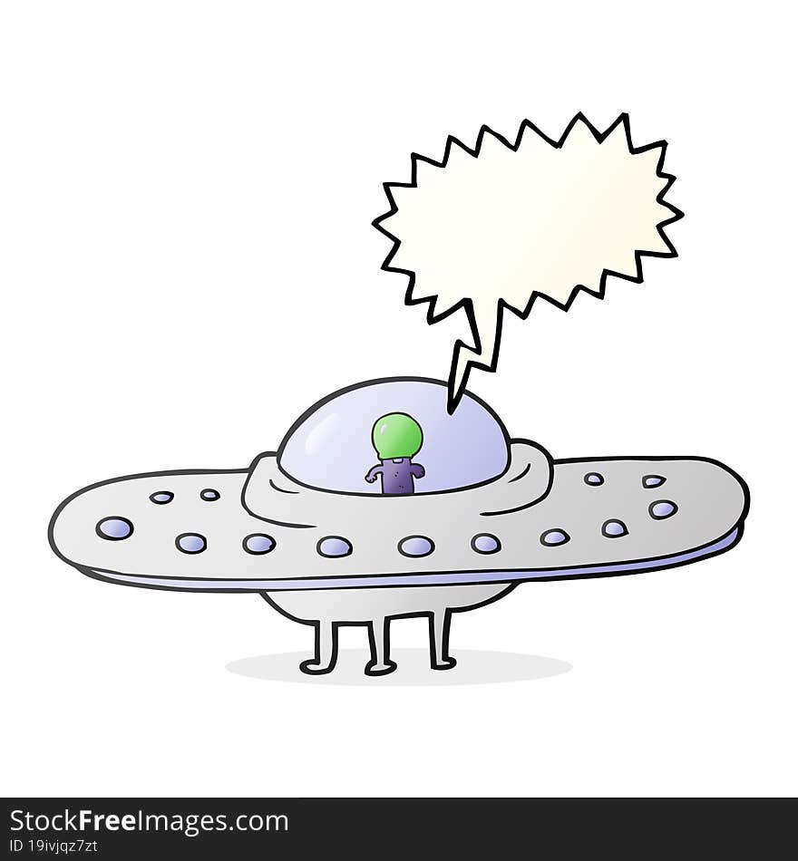 freehand drawn speech bubble cartoon flying saucer