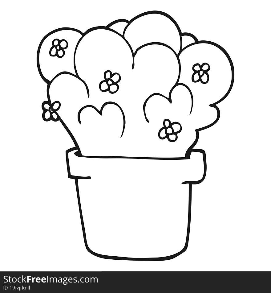 black and white cartoon plant