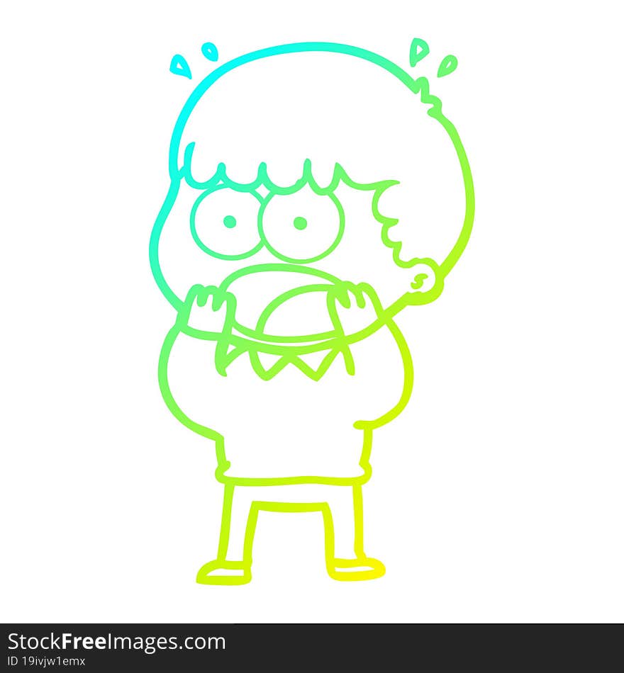 cold gradient line drawing cartoon shocked man