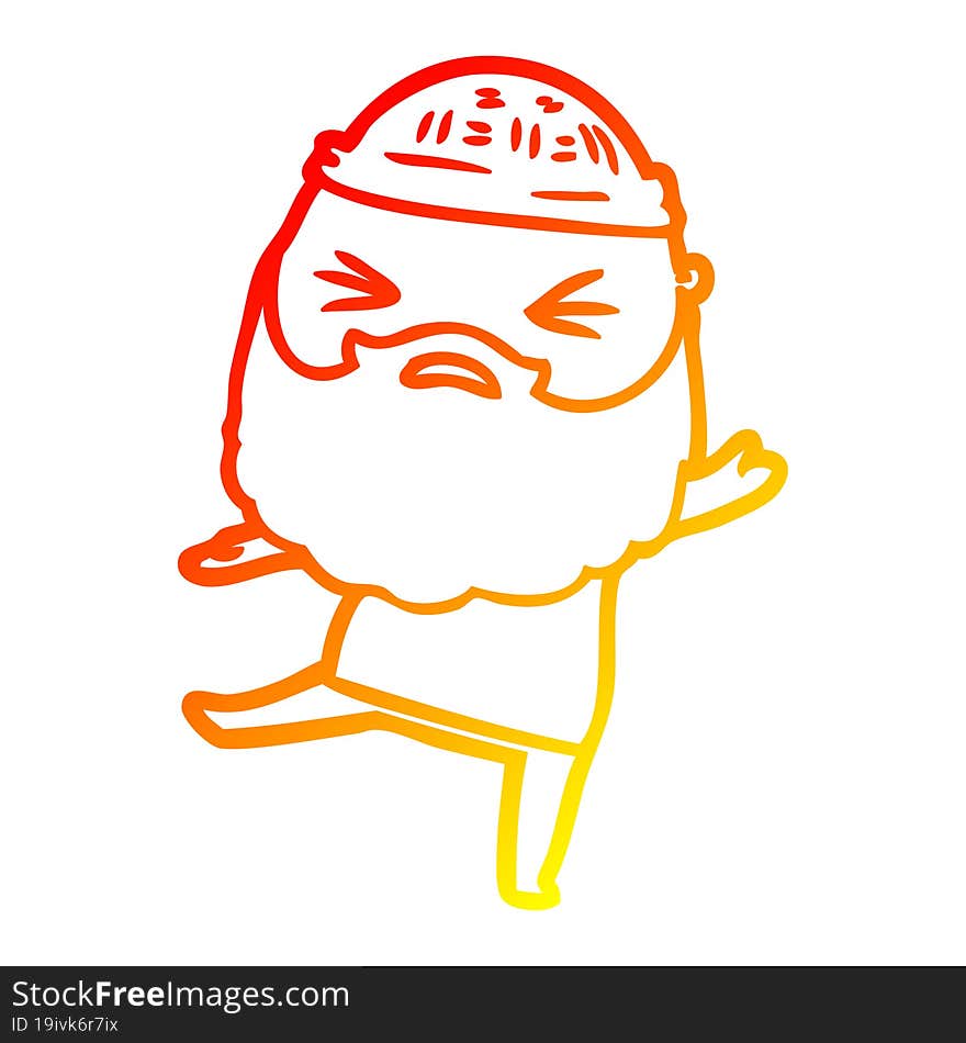 warm gradient line drawing cartoon man with beard