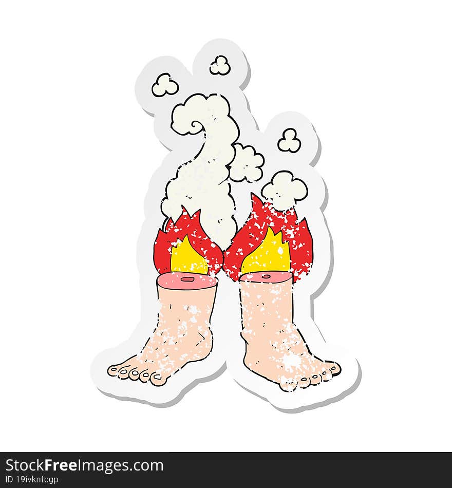 retro distressed sticker of a cartoon of spontaneous human combustion