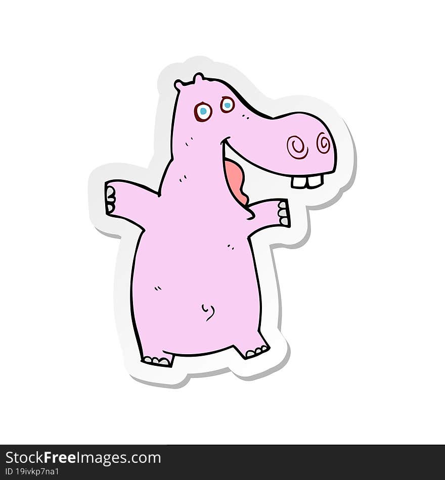 sticker of a cartoon hippo