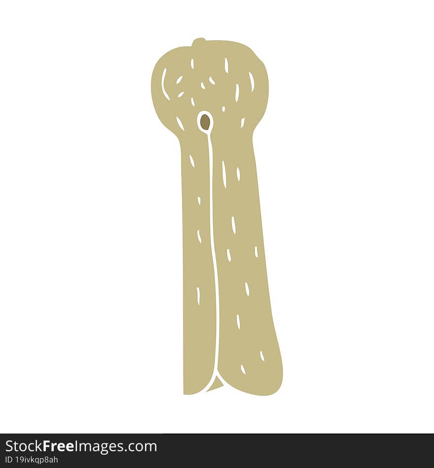 flat color illustration of a cartoon old wooden peg