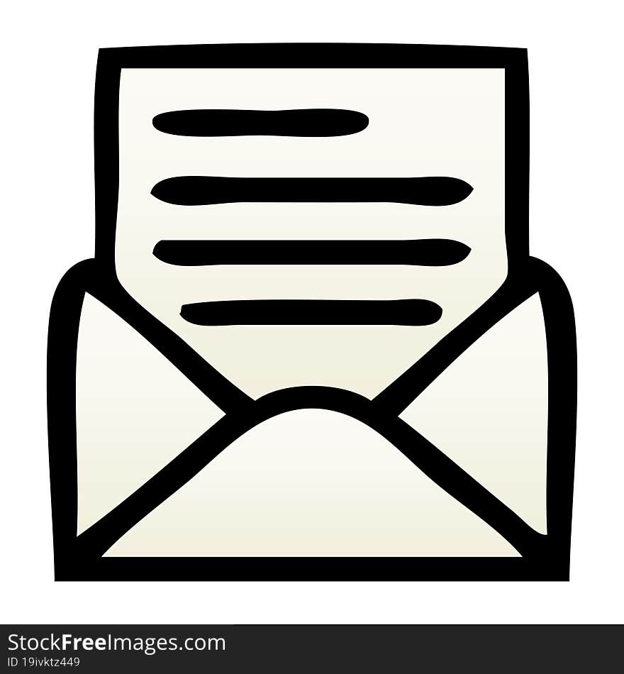 gradient shaded cartoon letter and envelope