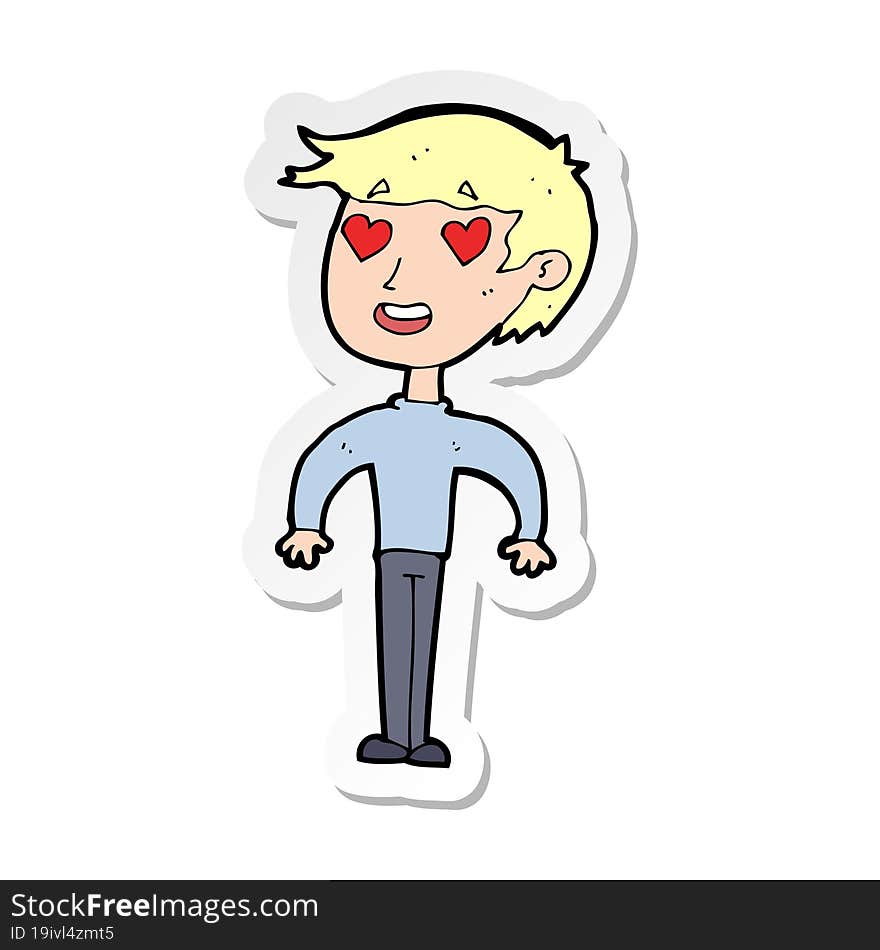 Sticker Of A Cartoon Man In Love