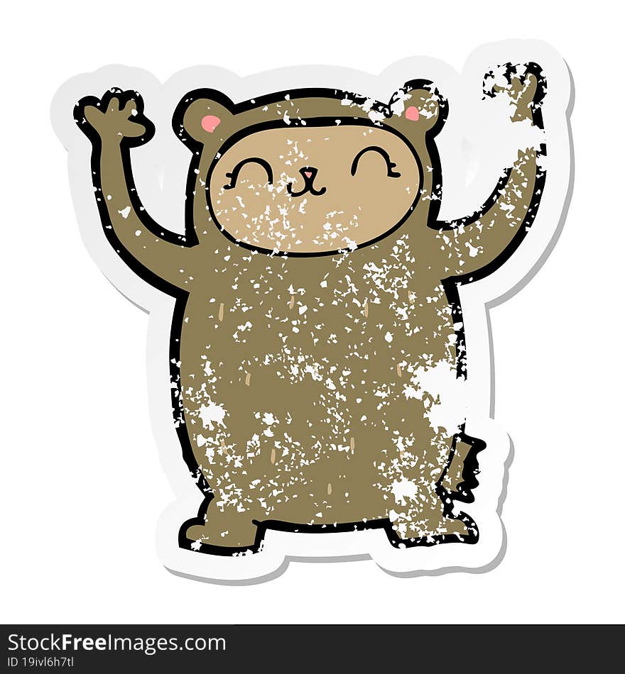 distressed sticker of a cute cartoon bear