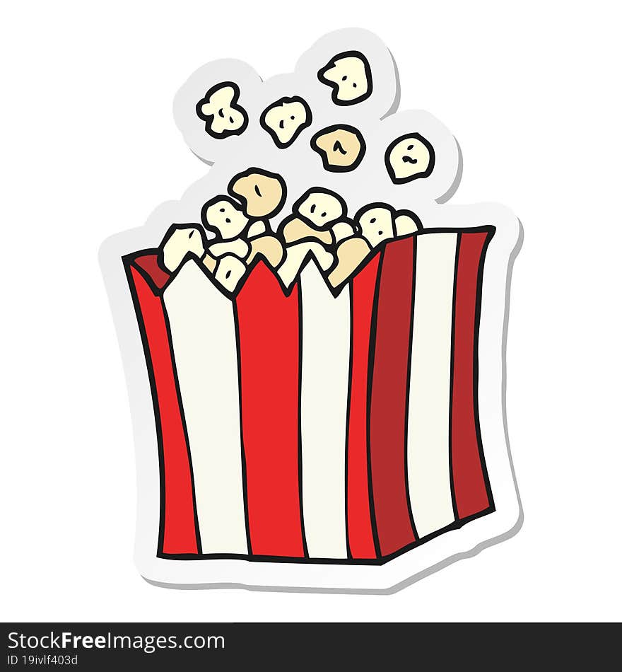 Sticker Of A Cartoon Popcorn