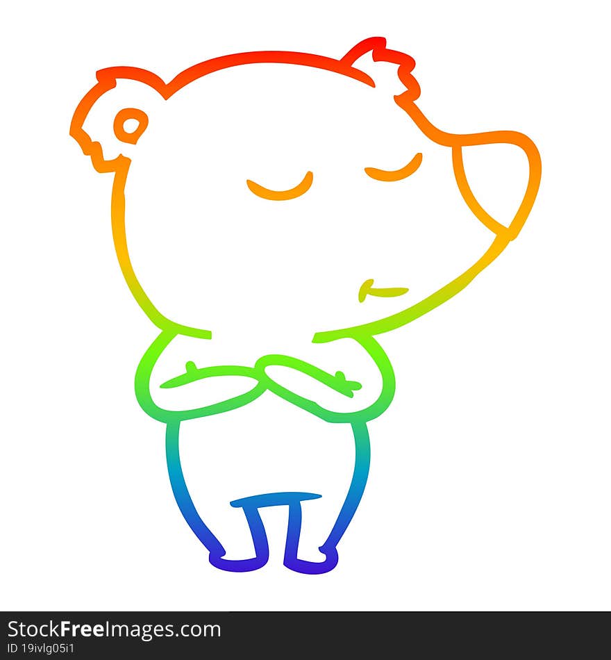 rainbow gradient line drawing happy cartoon bear