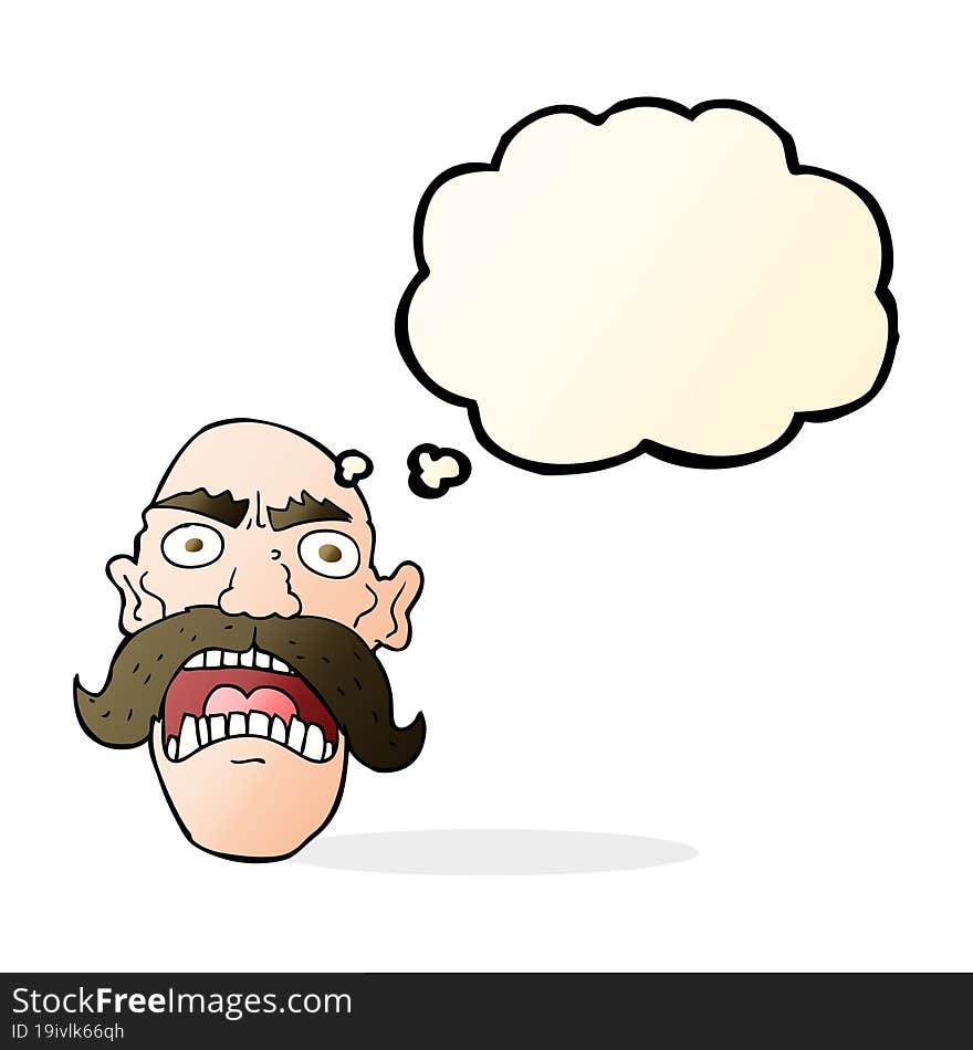 cartoon angry old man with thought bubble