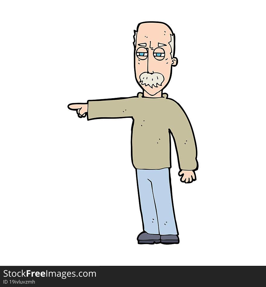 Cartoon Old Man Gesturing Get Out