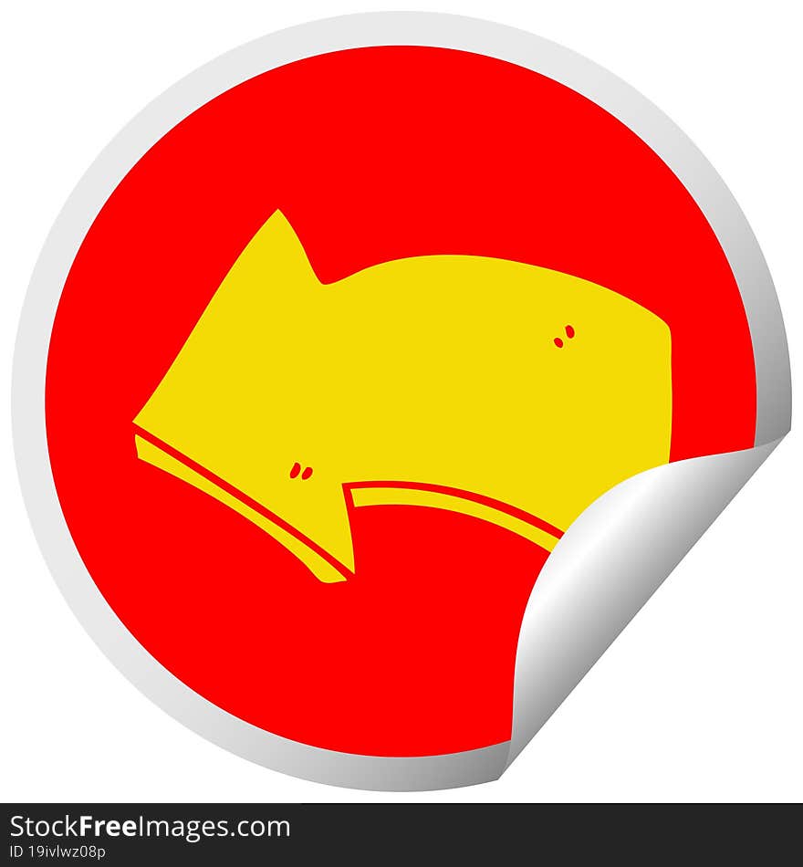 Quirky Circular Peeling Sticker Cartoon Arrow