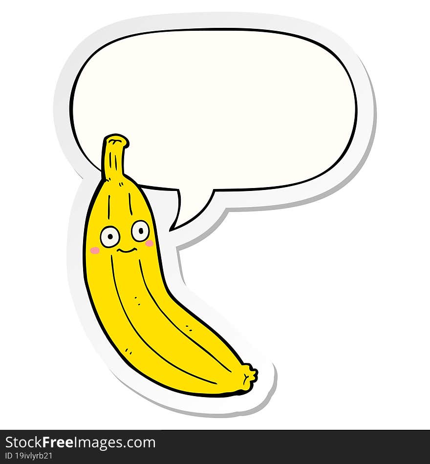 cartoon banana and speech bubble sticker