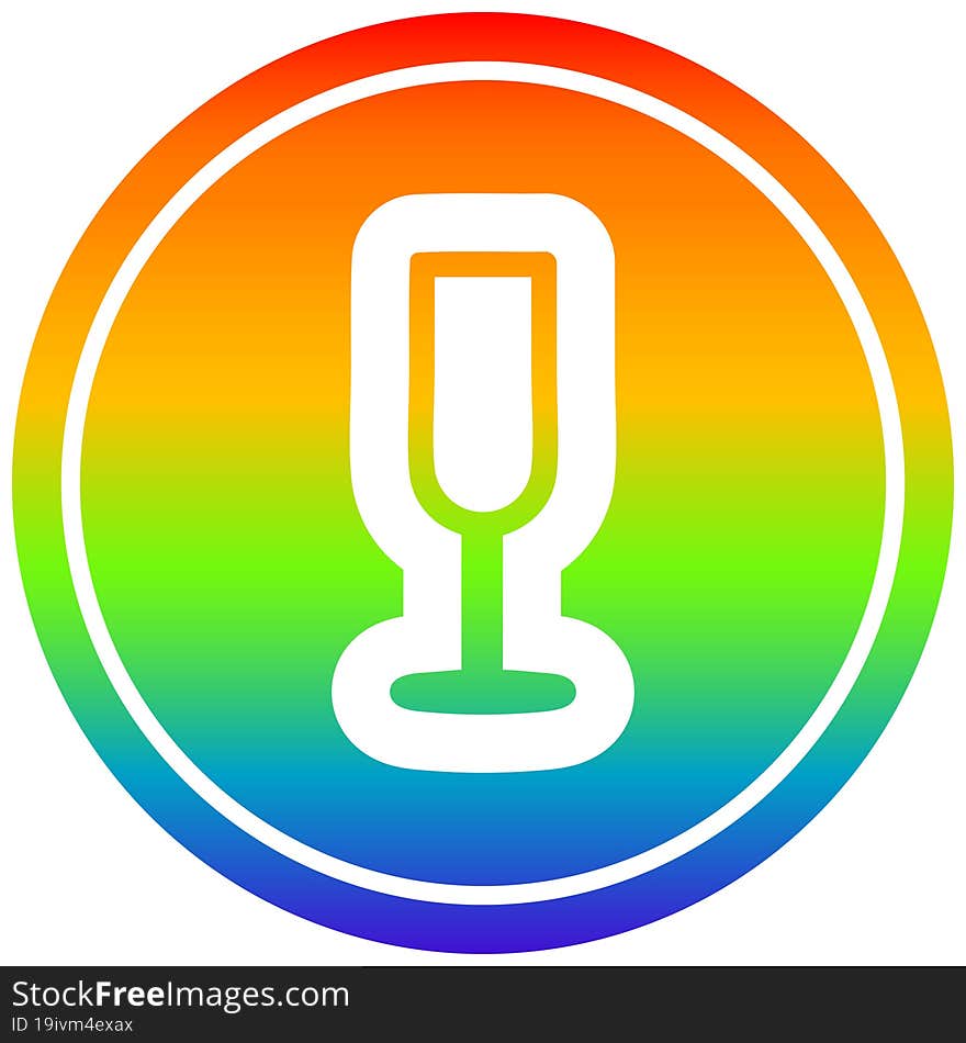 champagne flute circular in rainbow spectrum