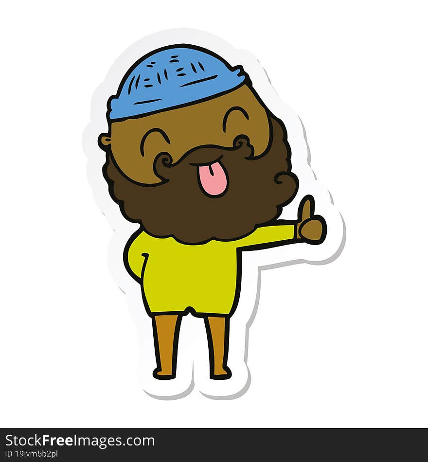 sticker of a man with beard sticking out tongue