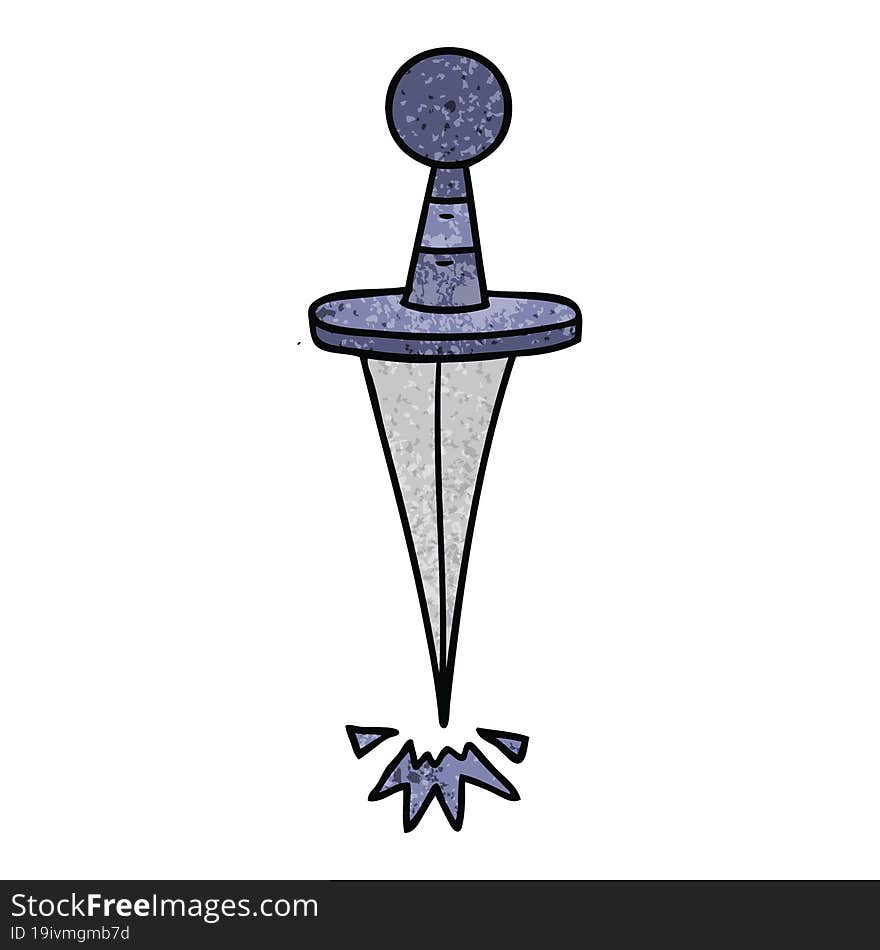 textured cartoon doodle of a small dagger