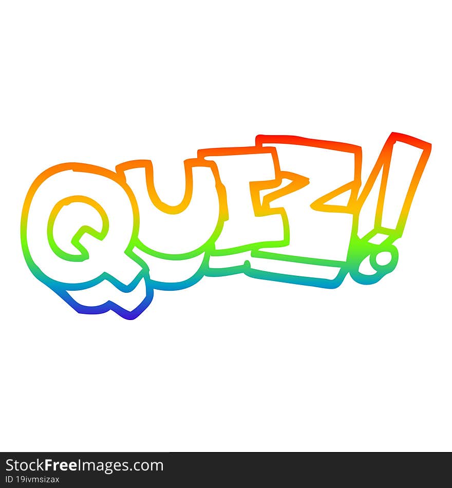 rainbow gradient line drawing cartoon quiz sign