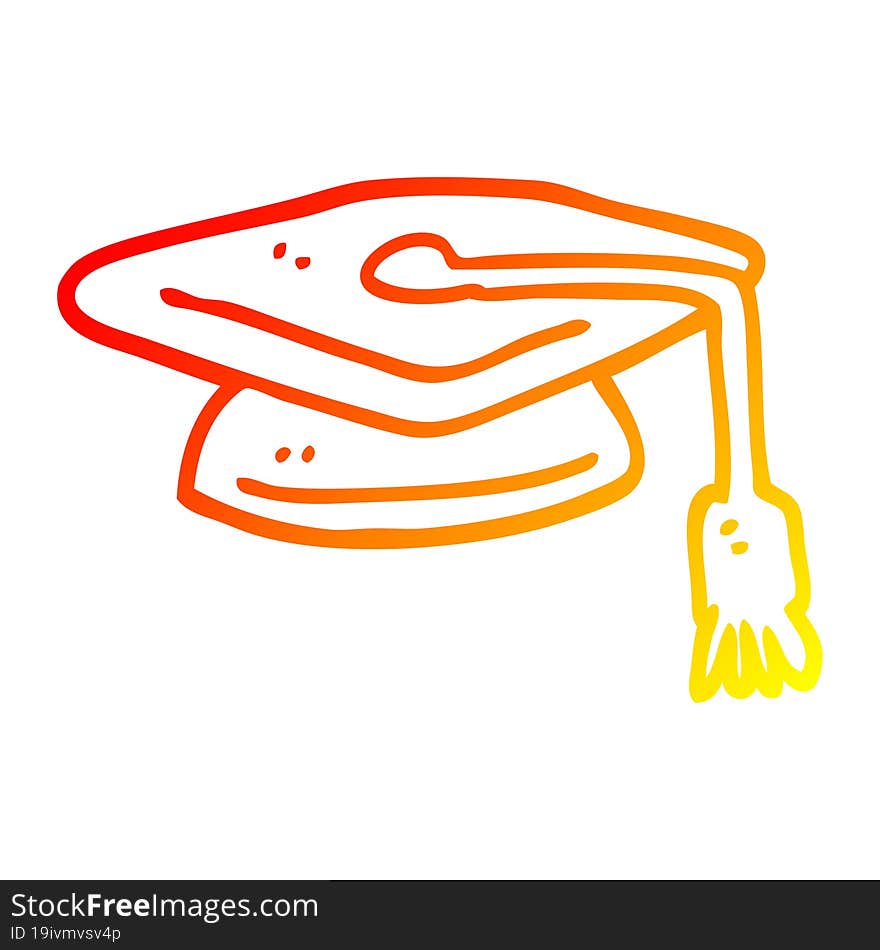 warm gradient line drawing cartoon graduation hat