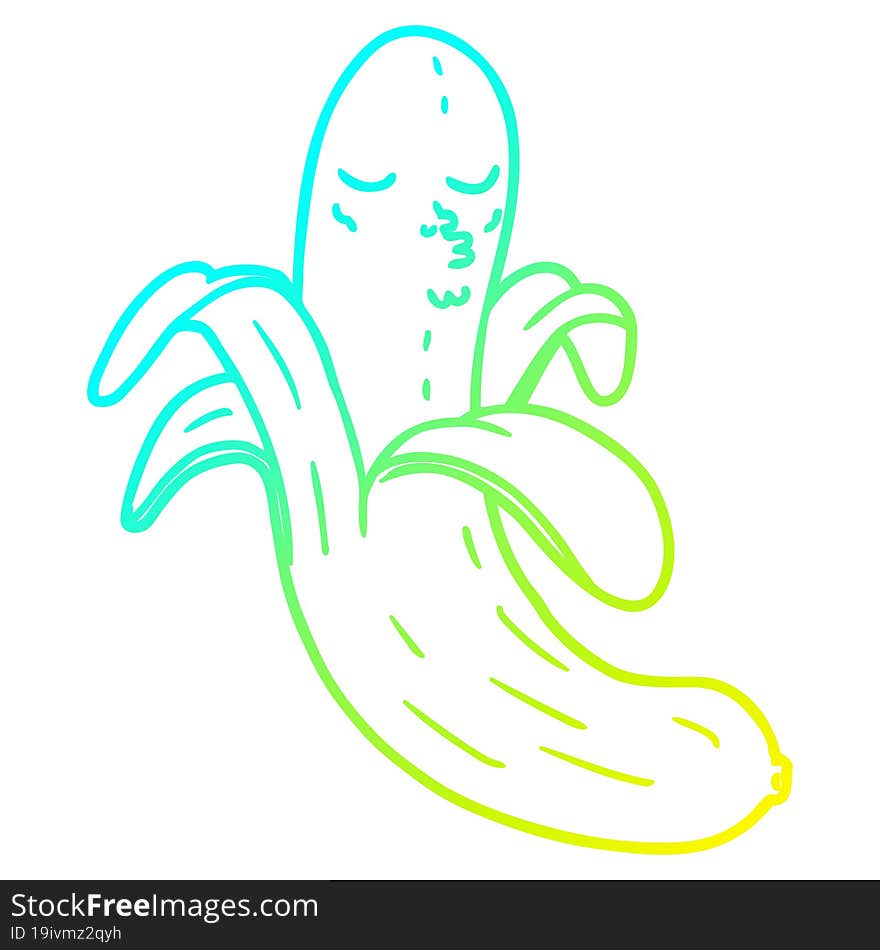 Cold Gradient Line Drawing Cartoon Best Quality Organic Banana