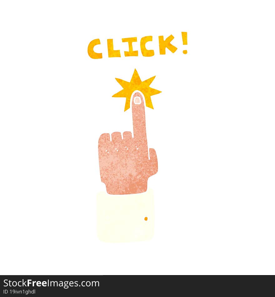 retro cartoon click sign with finger