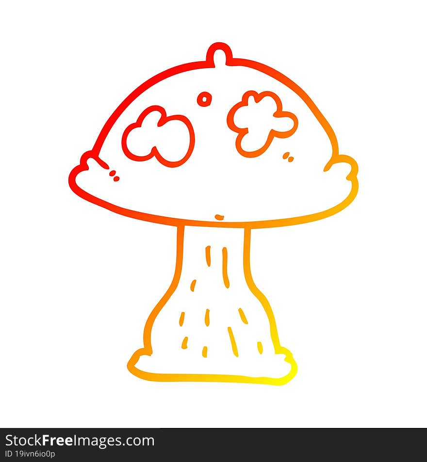 warm gradient line drawing cartoon mushroom