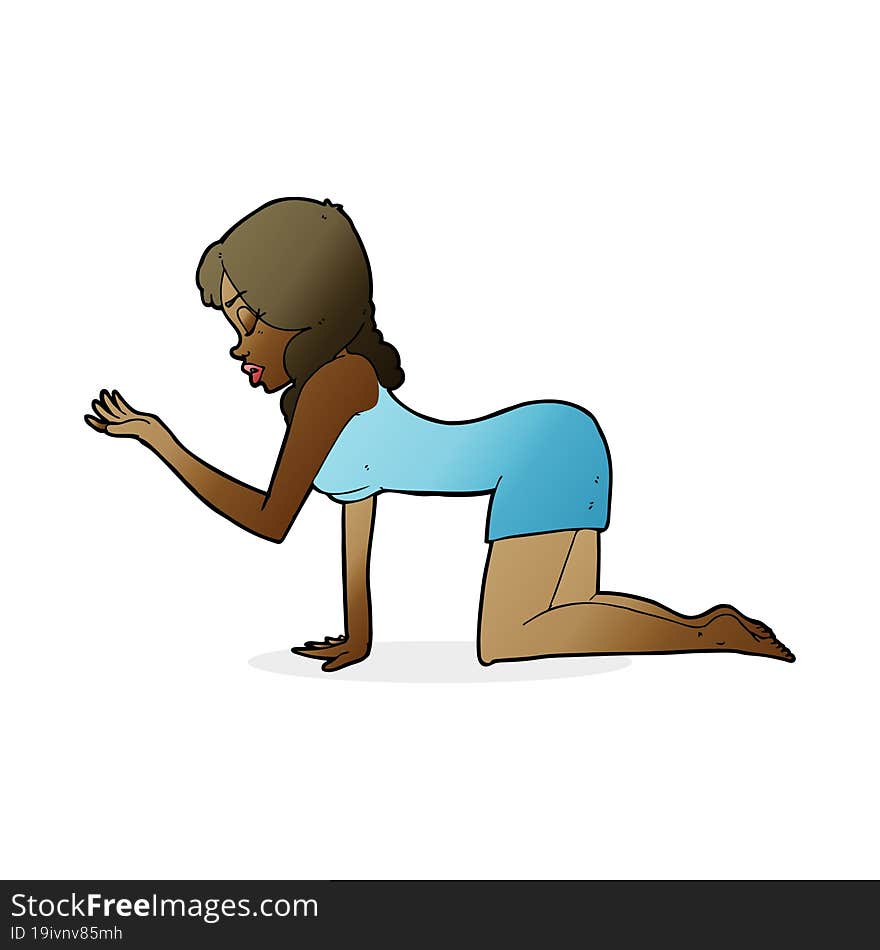 cartoon woman on all fours