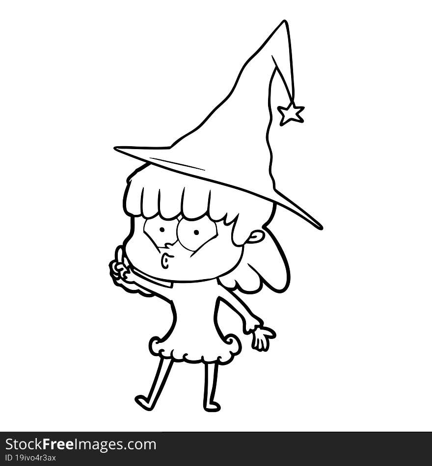 cartoon whistling witch girl. cartoon whistling witch girl