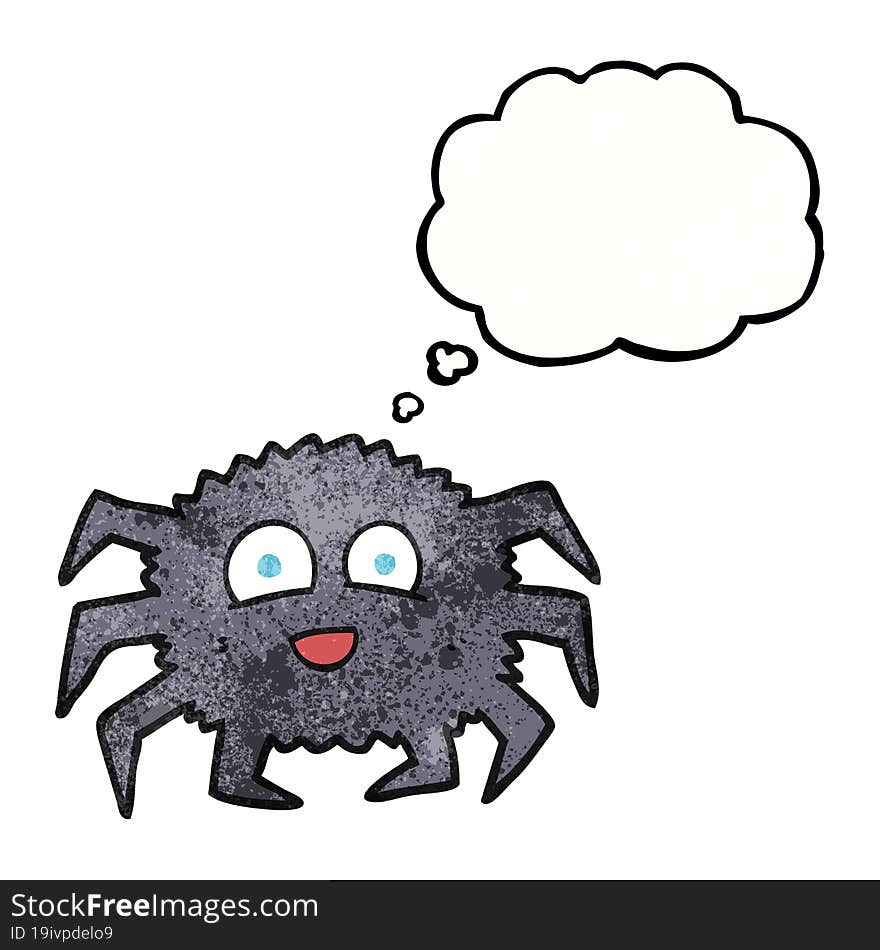 freehand drawn thought bubble textured cartoon spider