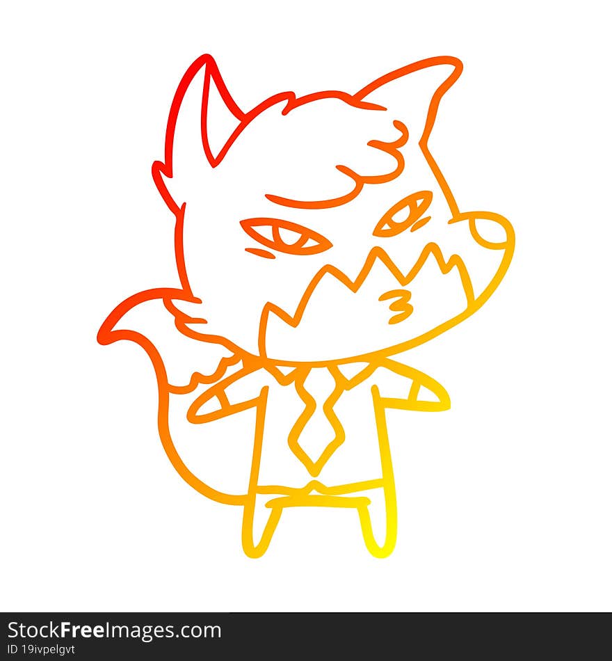 warm gradient line drawing clever cartoon fox