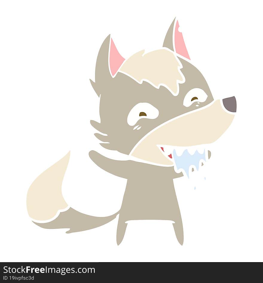 flat color style cartoon hungry wolf