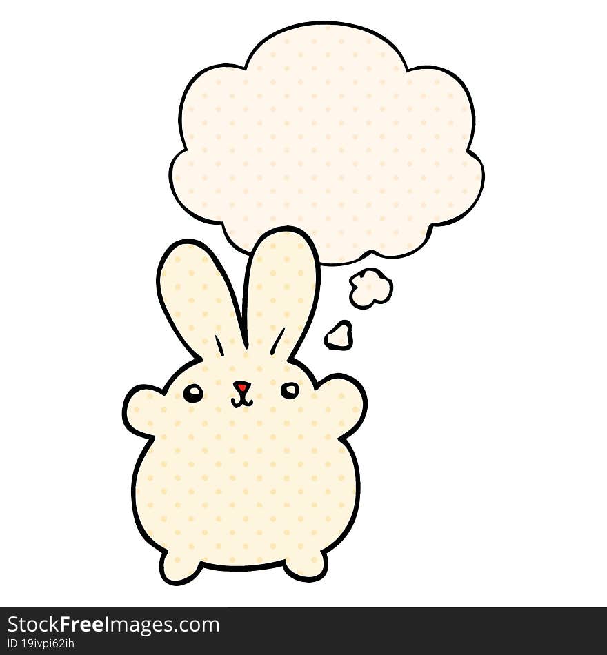 cute cartoon rabbit with thought bubble in comic book style