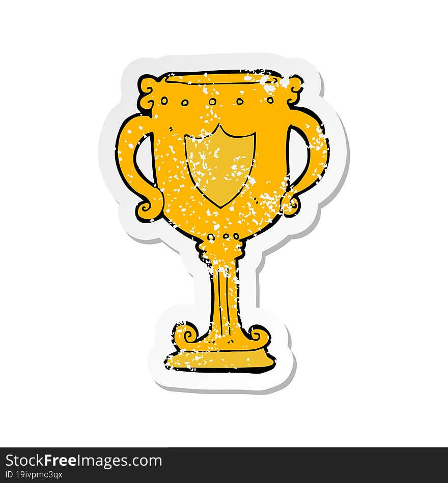 Retro Distressed Sticker Of A Cartoon Trophy