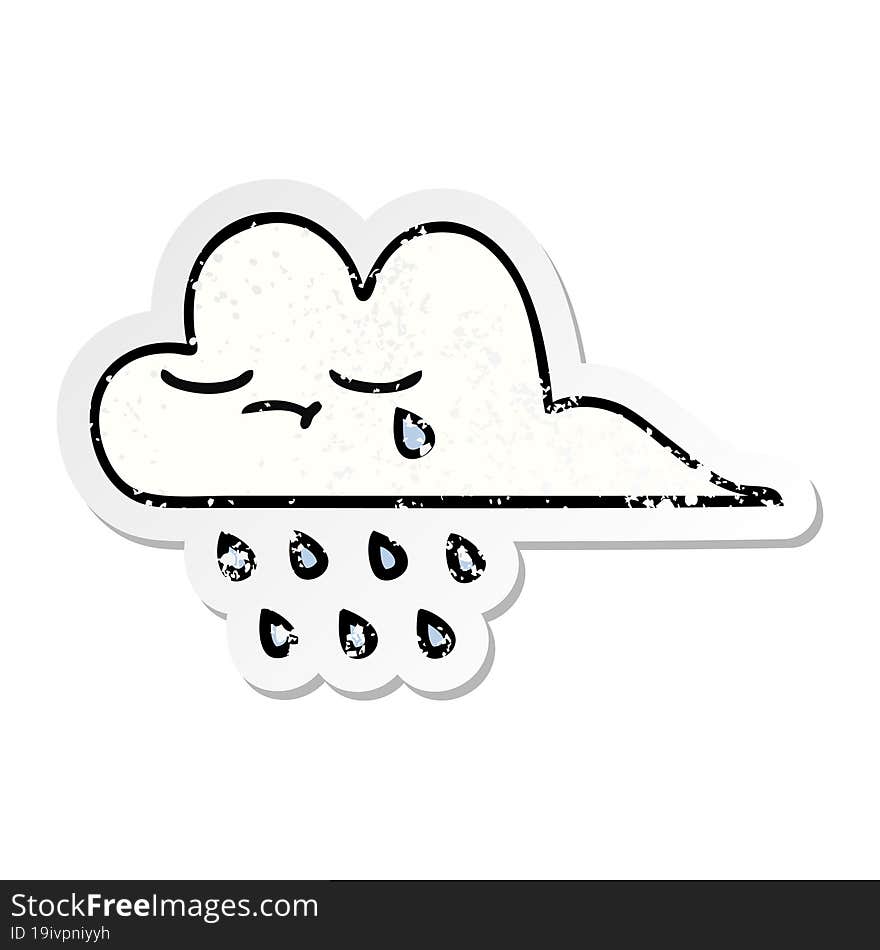 Distressed Sticker Of A Cute Cartoon Rain Cloud