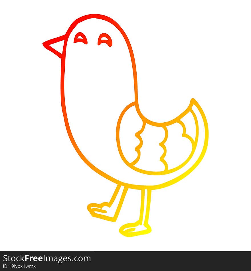 Warm Gradient Line Drawing Cartoon Red Bird