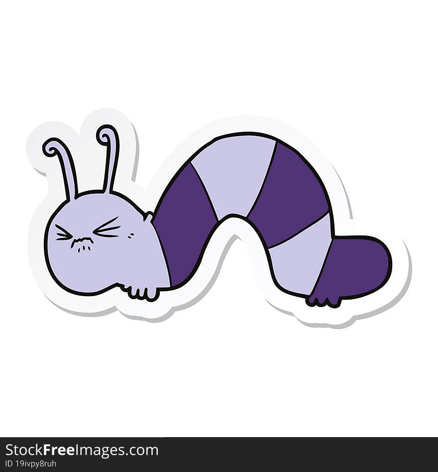 sticker of a cartoon angry caterpillar