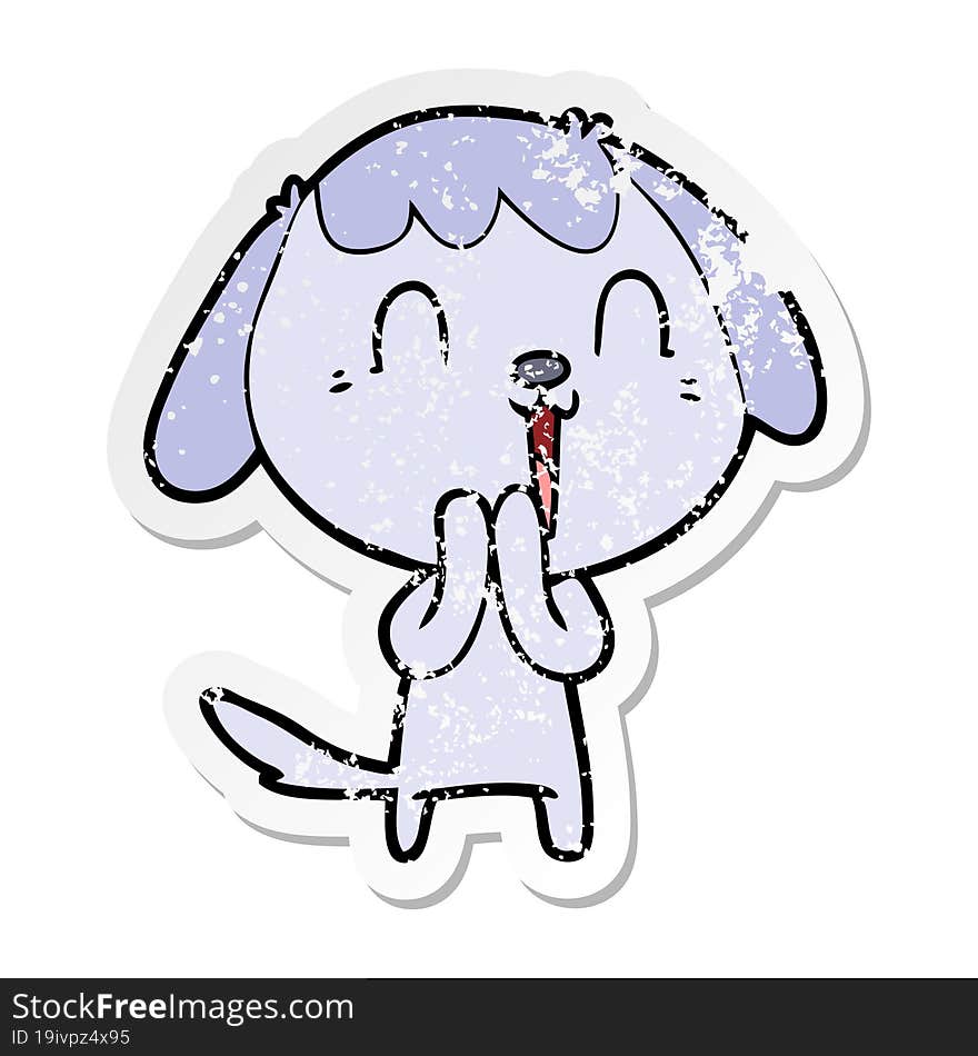 Distressed Sticker Of A Cute Cartoon Dog