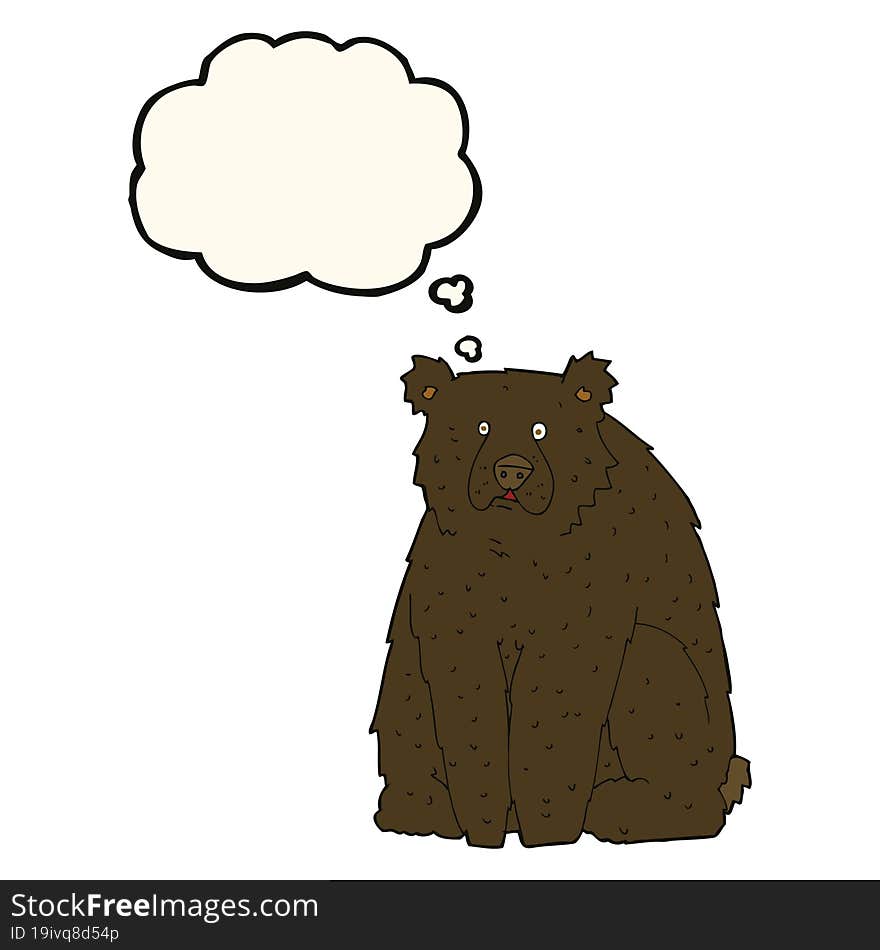 cartoon funny black bear with thought bubble