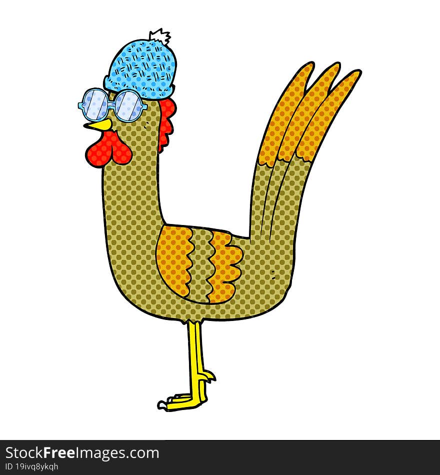 Cartoon Chicken Wearing Disguise