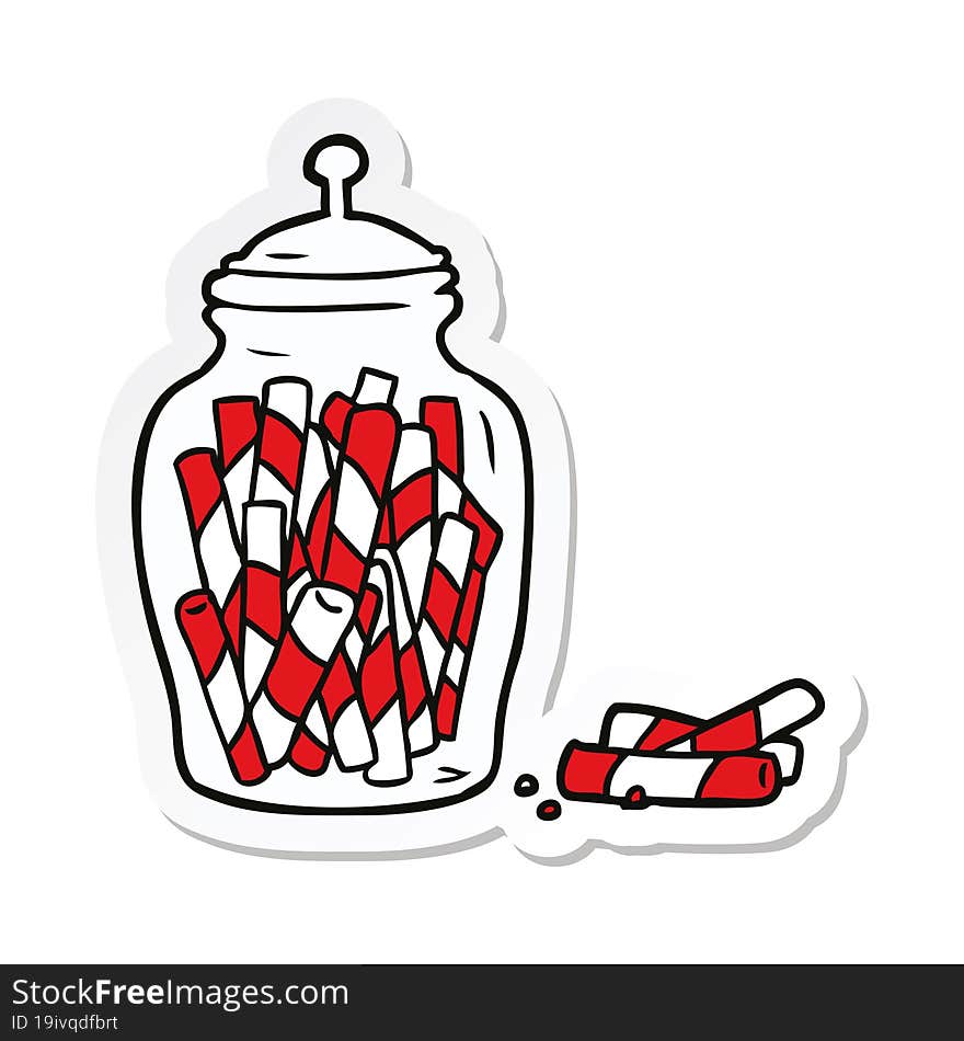 sticker of a cartoon jar of candy