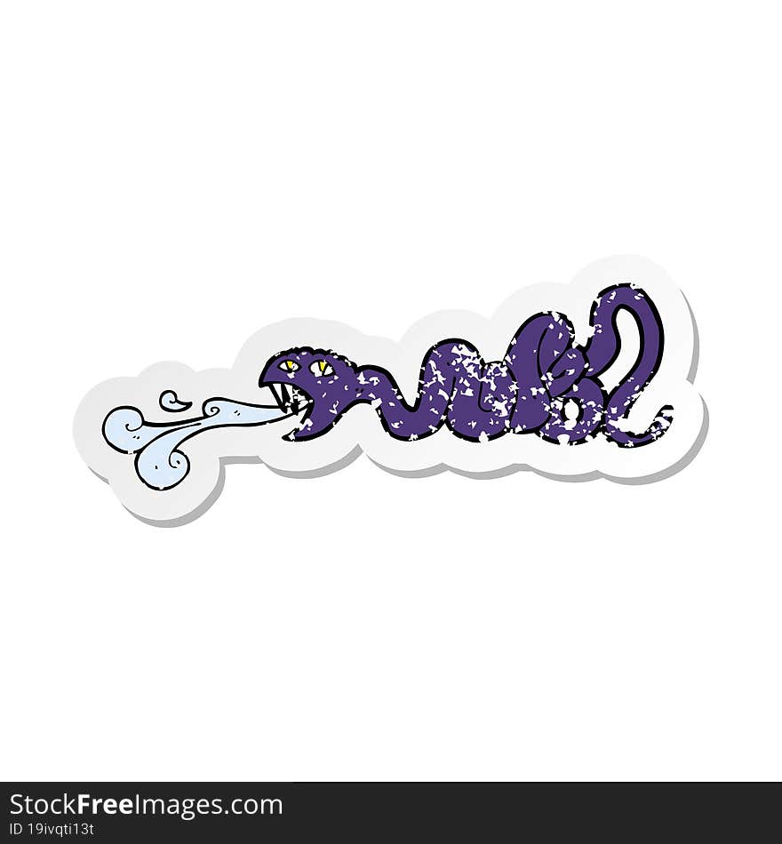 retro distressed sticker of a cartoon snake