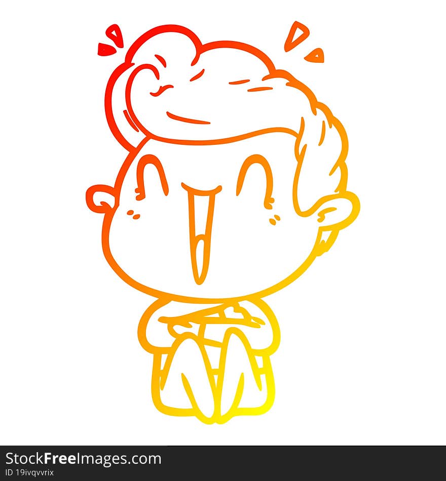 warm gradient line drawing cartoon excited man